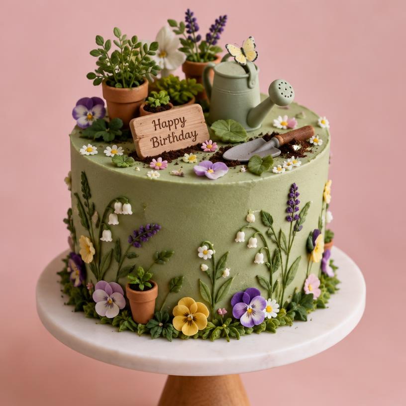 Gâteau thème Jardin secret